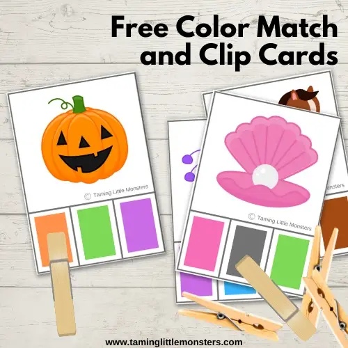 Color Match and Clip Cards - Free Printable - Taming Little Monsters