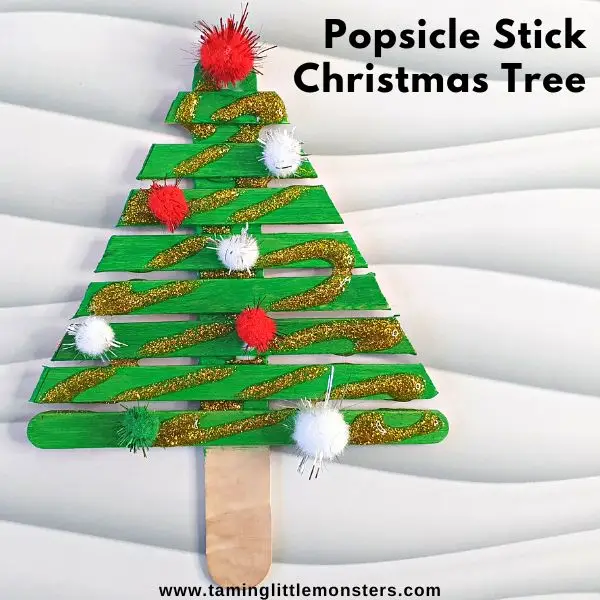 Popsicle Stick Christmas Tree Craft for Kids - Taming Little Monsters