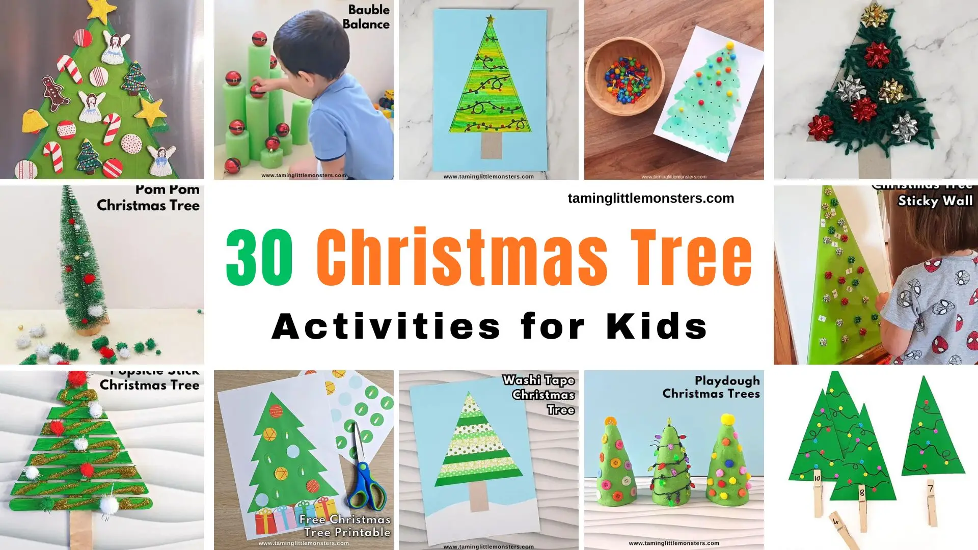 Washi Tape Christmas Tree Craft for Kids - Taming Little Monsters