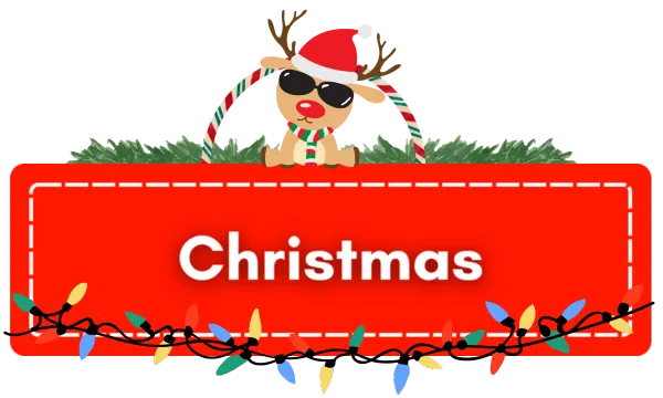 Red rectangle with the word "christmas" written on it.