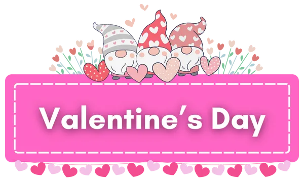 Pink rectangle with the words "valentine's day" written on it.